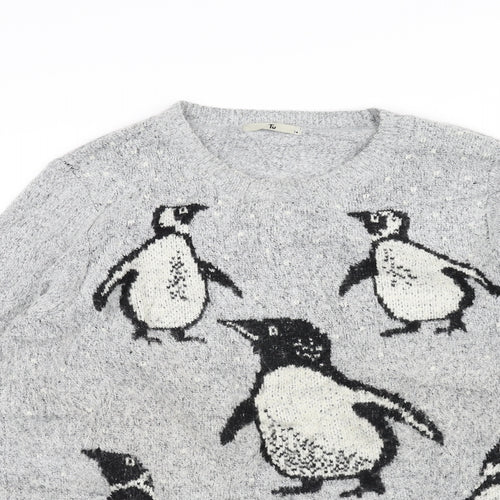 TU Womens Grey  Knit Pullover Jumper Size 14  - Penguin