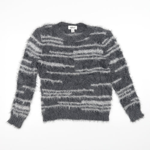 Afibel Womens Grey Striped  Pullover Jumper Size 10