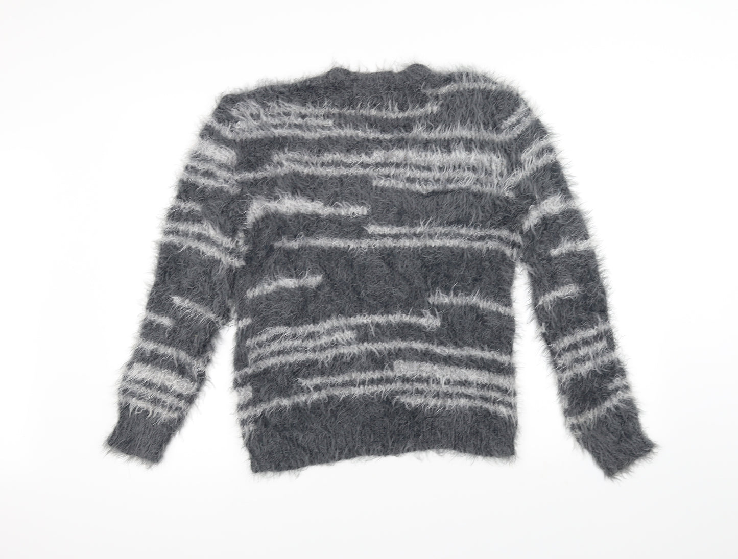 Afibel Womens Grey Striped  Pullover Jumper Size 10