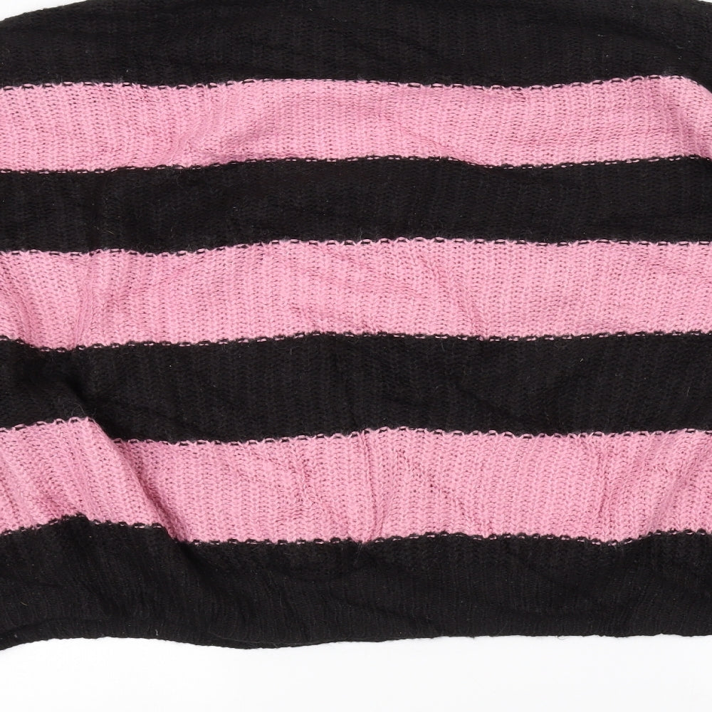 Monki Womens Pink Striped Knit Pullover Jumper Size L