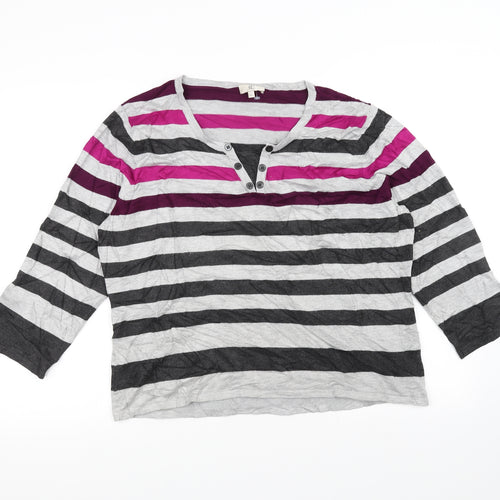 cc Womens Grey Striped  Basic T-Shirt Size XL