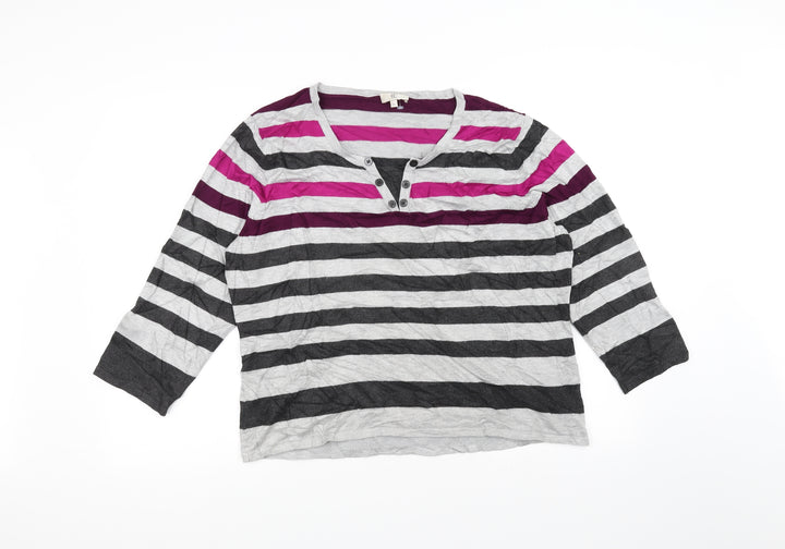 cc Womens Grey Striped Basic T-Shirt Size XL