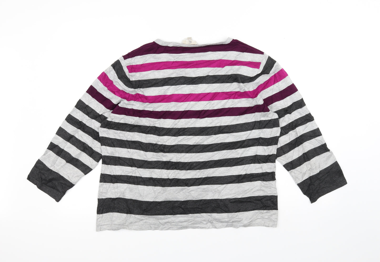 cc Womens Grey Striped  Basic T-Shirt Size XL