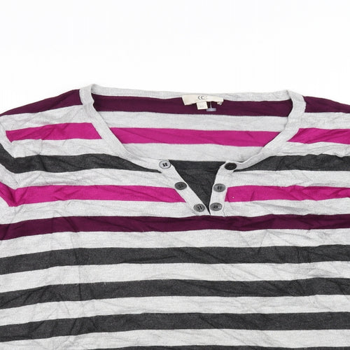cc Womens Grey Striped  Basic T-Shirt Size XL