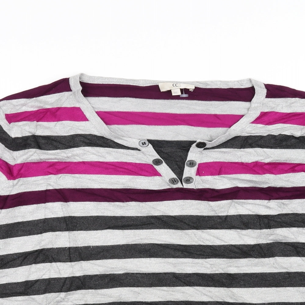 cc Womens Grey Striped  Basic T-Shirt Size XL