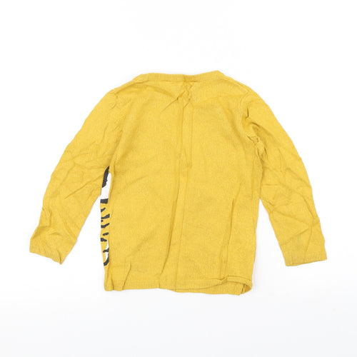 H&M Girls Yellow  Knit Pullover Jumper Size 3-4 Years  - Tiger