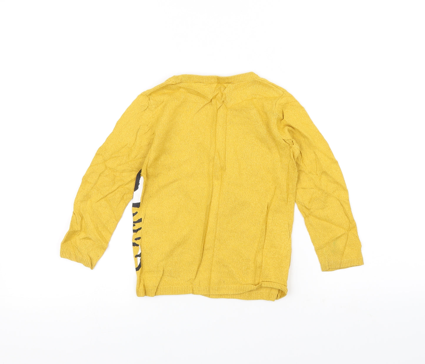 H&M Girls Yellow  Knit Pullover Jumper Size 3-4 Years  - Tiger