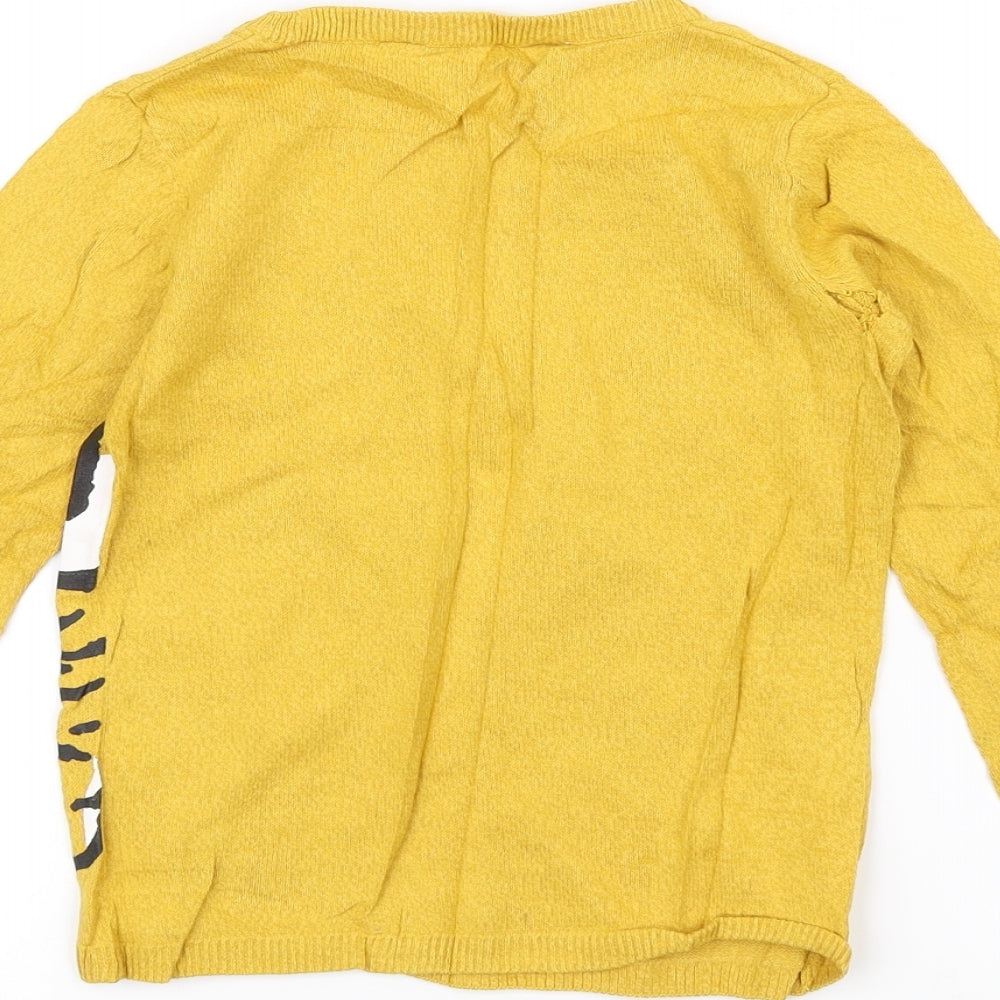 H&M Girls Yellow  Knit Pullover Jumper Size 3-4 Years  - Tiger