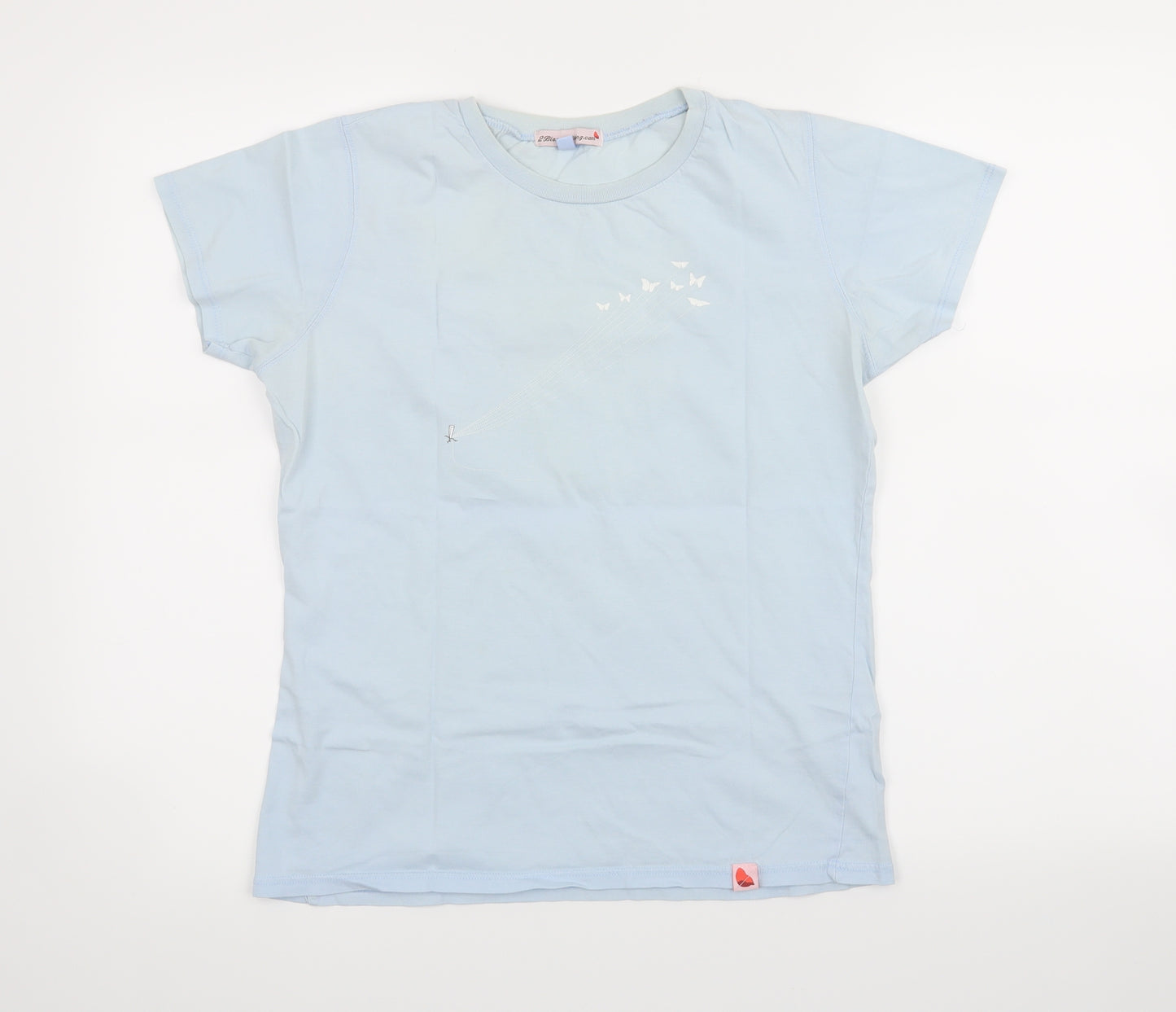 2blameclothing Womens Blue   Basic T-Shirt Size L  - butterfly print