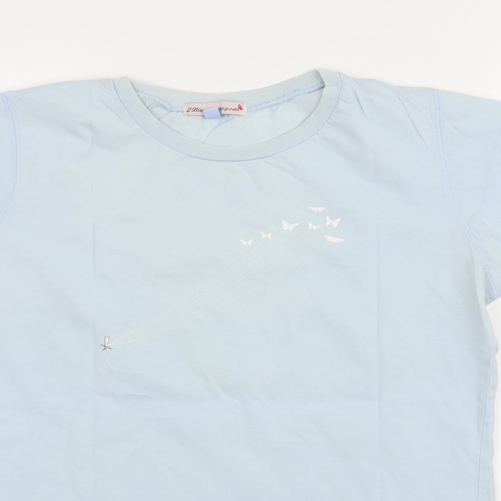 2blameclothing Womens Blue   Basic T-Shirt Size L  - butterfly print