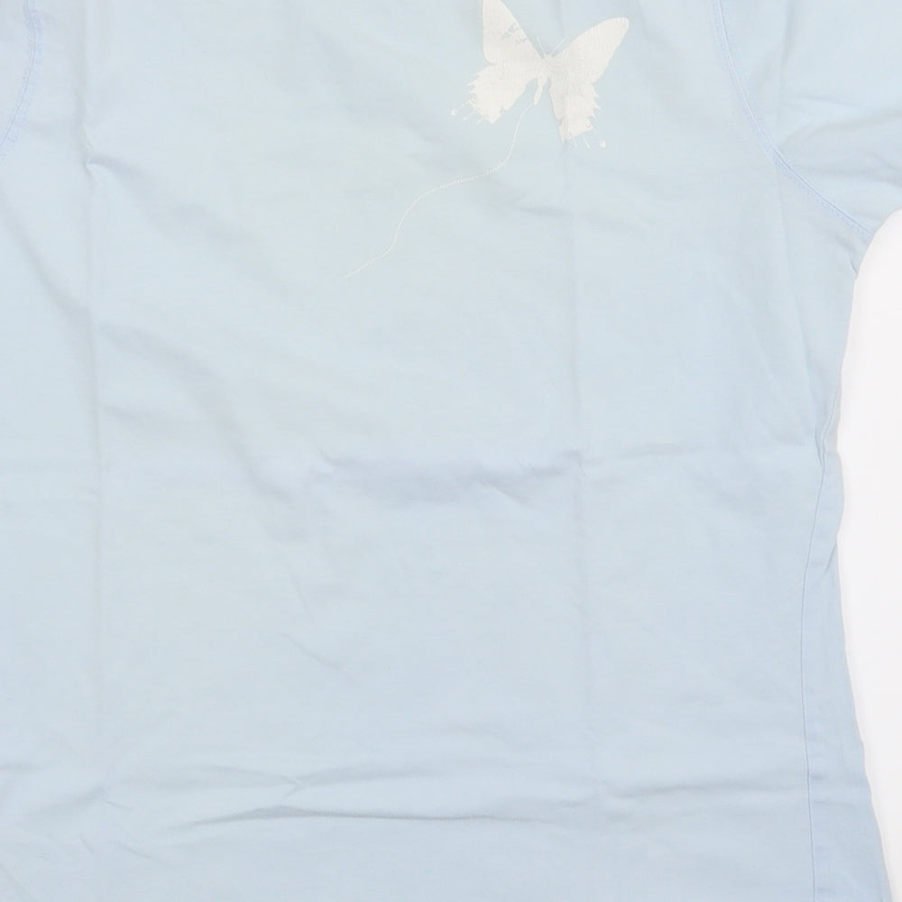 2blameclothing Womens Blue   Basic T-Shirt Size L  - butterfly print
