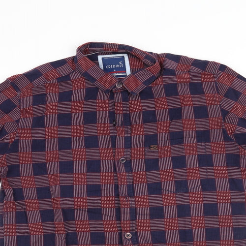 credible Mens Purple Plaid   Button-Up Size L