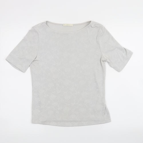 Marks and Spencer Womens Grey Floral  Basic T-Shirt Size 10