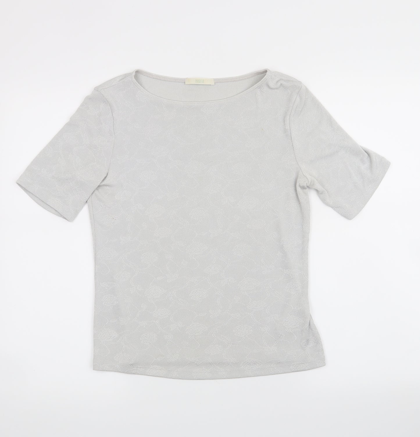 Marks and Spencer Womens Grey Floral  Basic T-Shirt Size 10