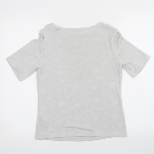Marks and Spencer Womens Grey Floral  Basic T-Shirt Size 10