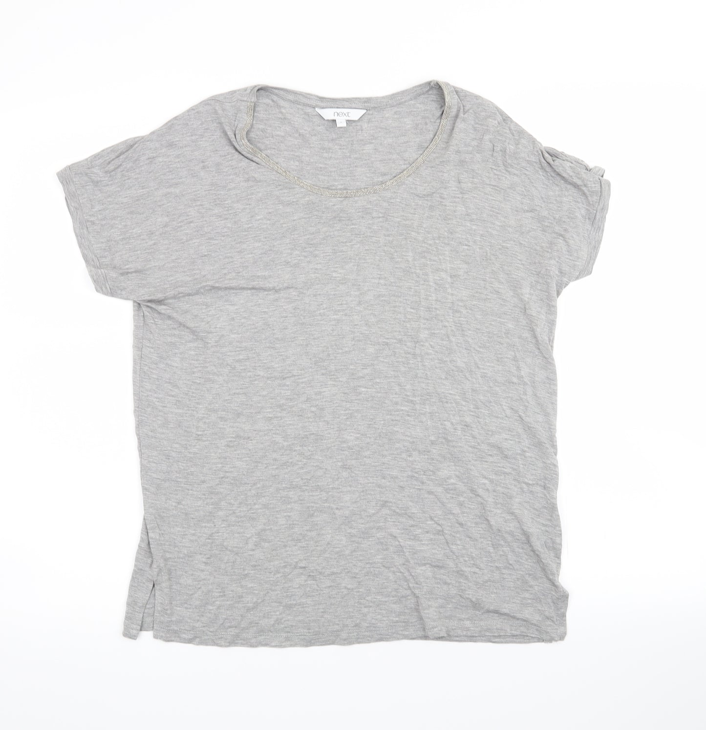 NEXT Womens Grey   Basic T-Shirt Size 8  - beaded neckline