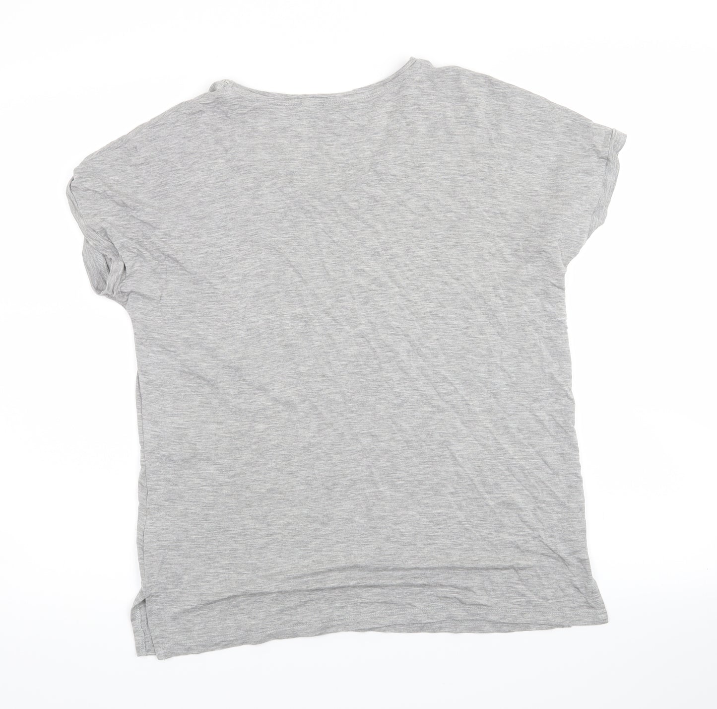 NEXT Womens Grey   Basic T-Shirt Size 8  - beaded neckline