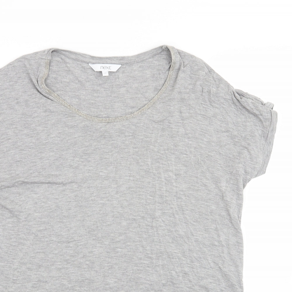 NEXT Womens Grey   Basic T-Shirt Size 8  - beaded neckline
