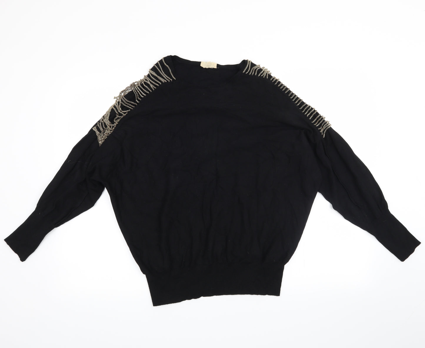 Phase Eight Womens Black   Pullover Jumper Size M  - Chain detail