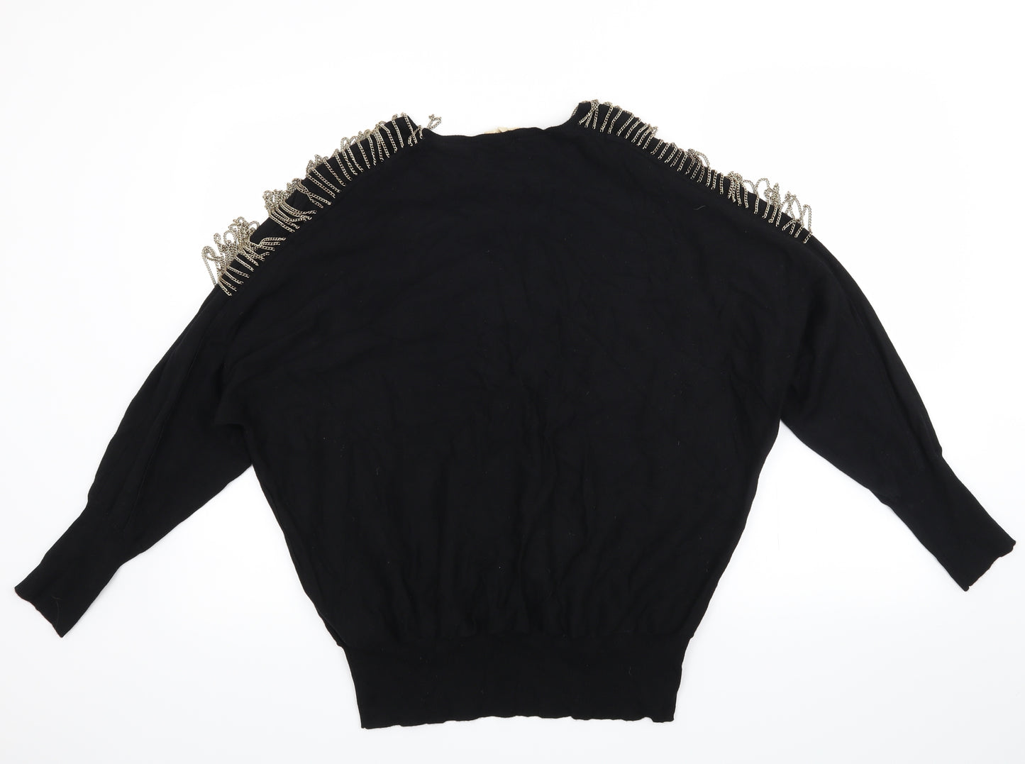 Phase Eight Womens Black   Pullover Jumper Size M  - Chain detail