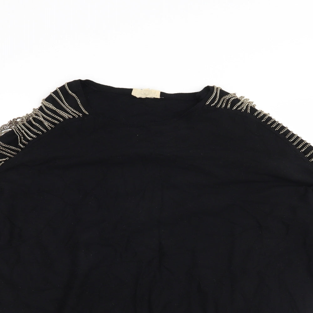 Phase Eight Womens Black   Pullover Jumper Size M  - Chain detail