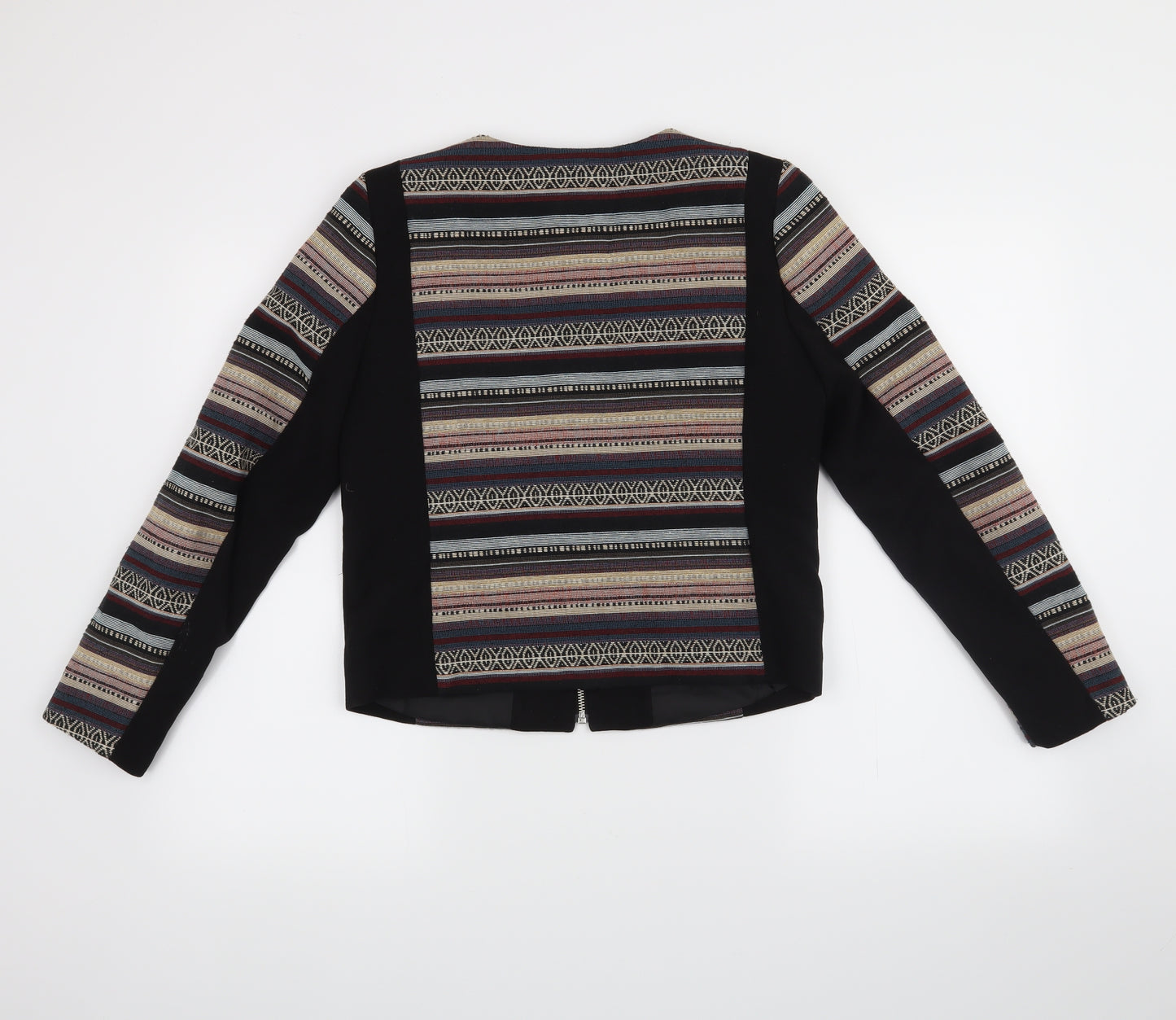 H&M Womens Black Fair Isle  Jacket Blazer Size 12