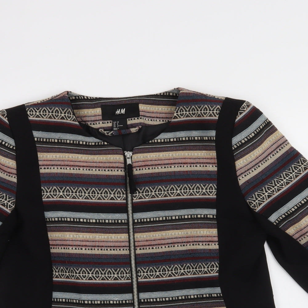 H&M Womens Black Fair Isle  Jacket Blazer Size 12