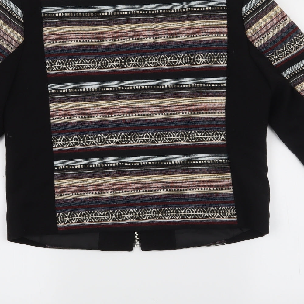H&M Womens Black Fair Isle  Jacket Blazer Size 12