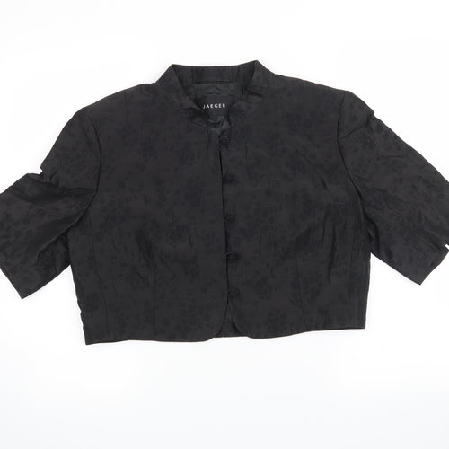 Jaeger Womens Black Floral  Jacket Coatigan Size 16  - cropped coatigan
