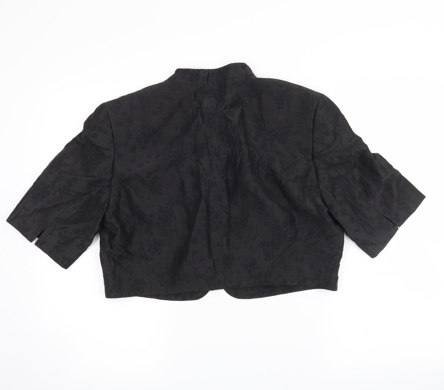 Jaeger Womens Black Floral  Jacket Coatigan Size 16  - cropped coatigan