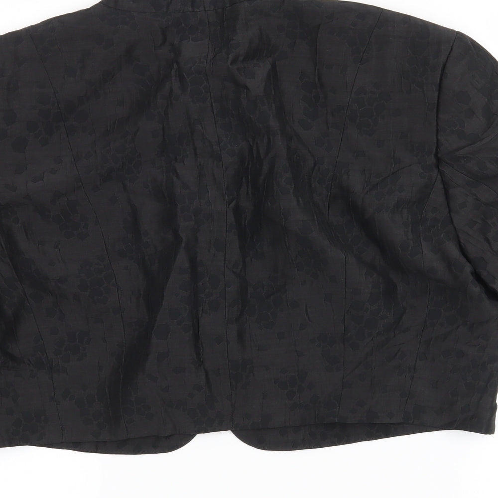 Jaeger Womens Black Floral  Jacket Coatigan Size 16  - cropped coatigan