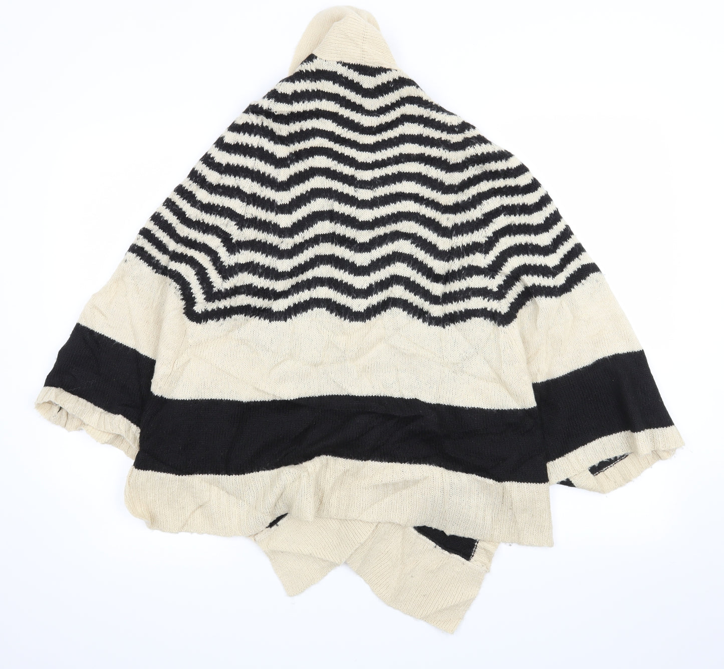 Warehouse Womens Beige Striped  Cardigan Jumper Size M  - poncho cardigan