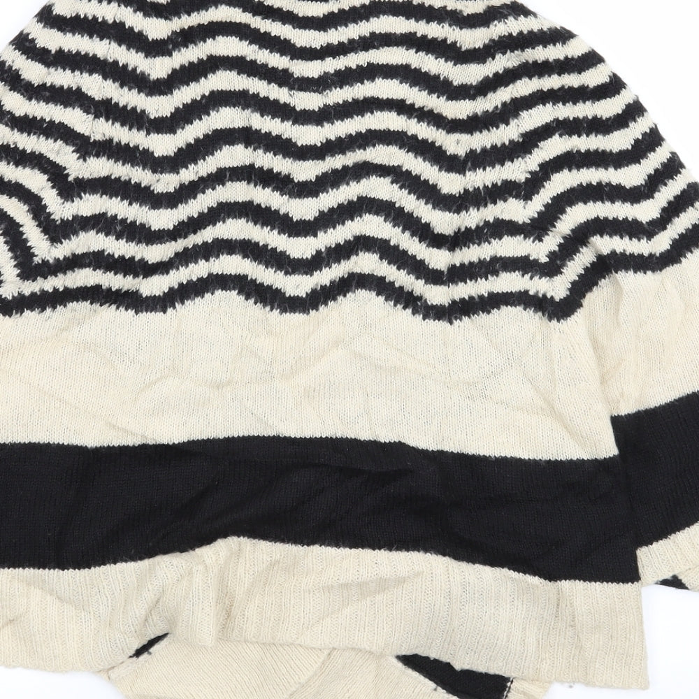 Warehouse Womens Beige Striped  Cardigan Jumper Size M  - poncho cardigan