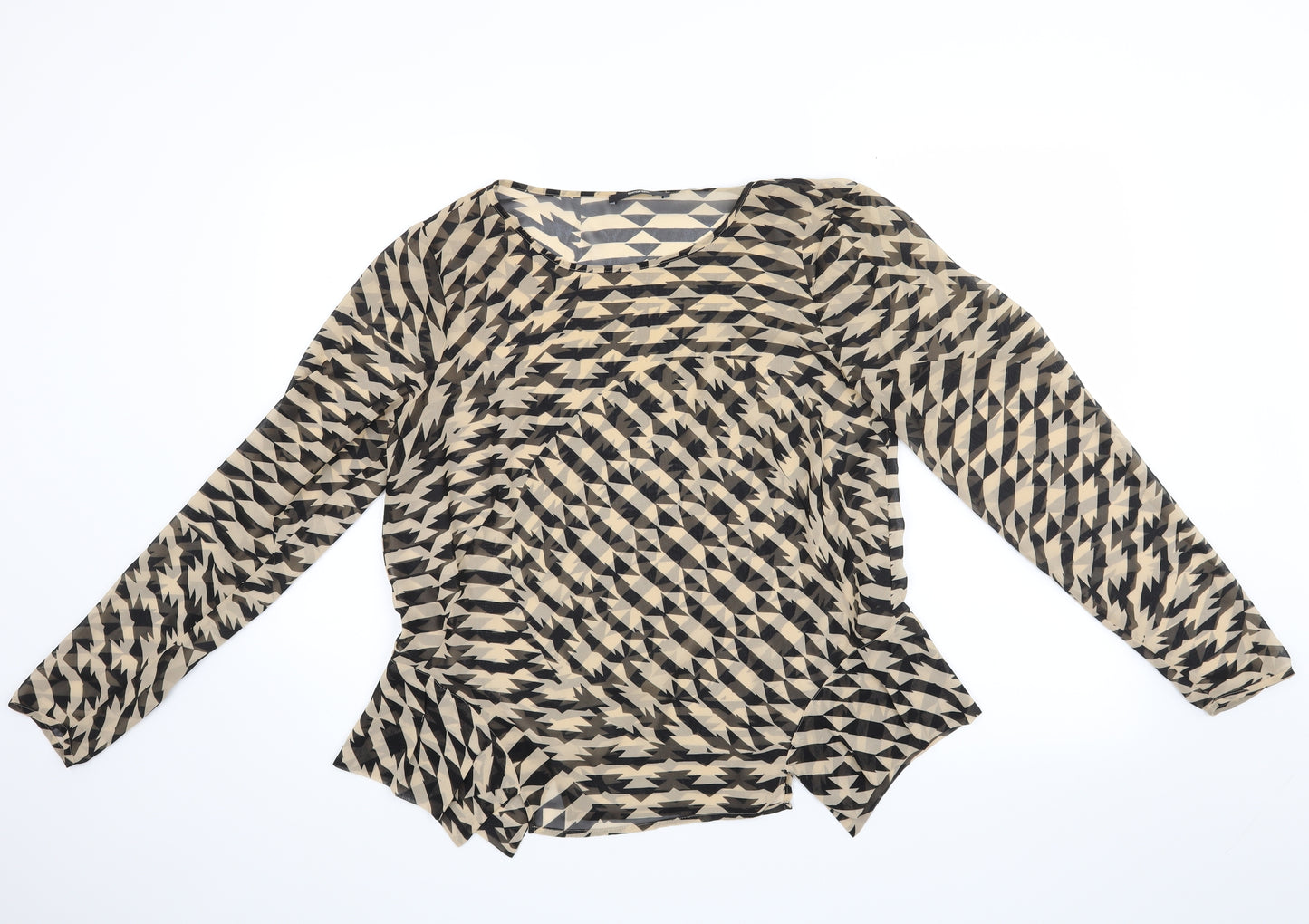 George Womens Beige Herringbone  Basic Blouse Size 12