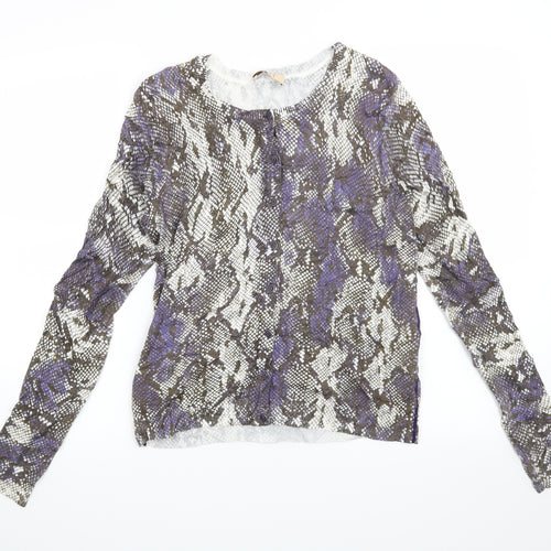 oui moments Womens Purple Animal Print  Basic Button-Up Size 10  - snake skin print