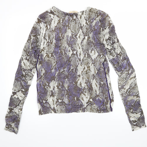oui moments Womens Purple Animal Print  Basic Button-Up Size 10  - snake skin print