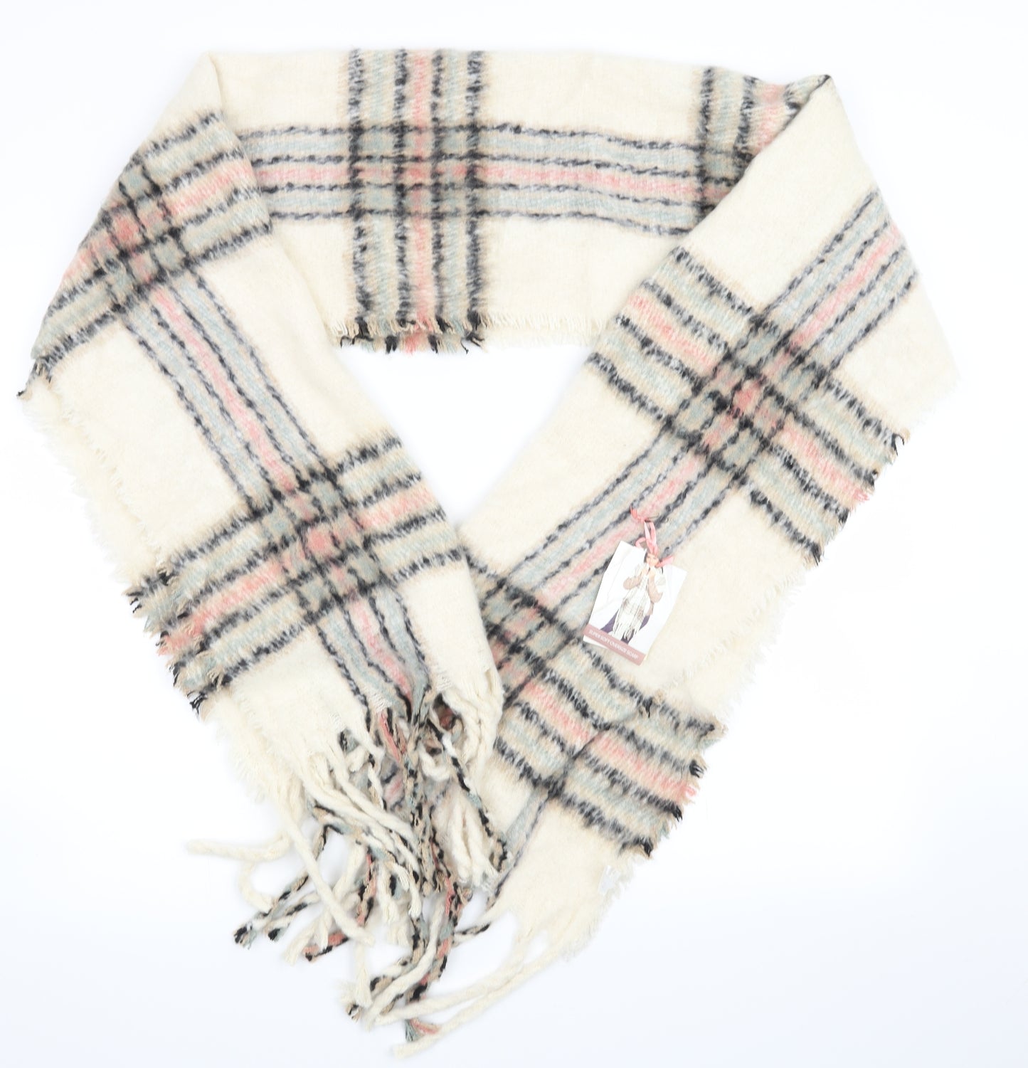 Preworn Womens White Plaid   Scarf