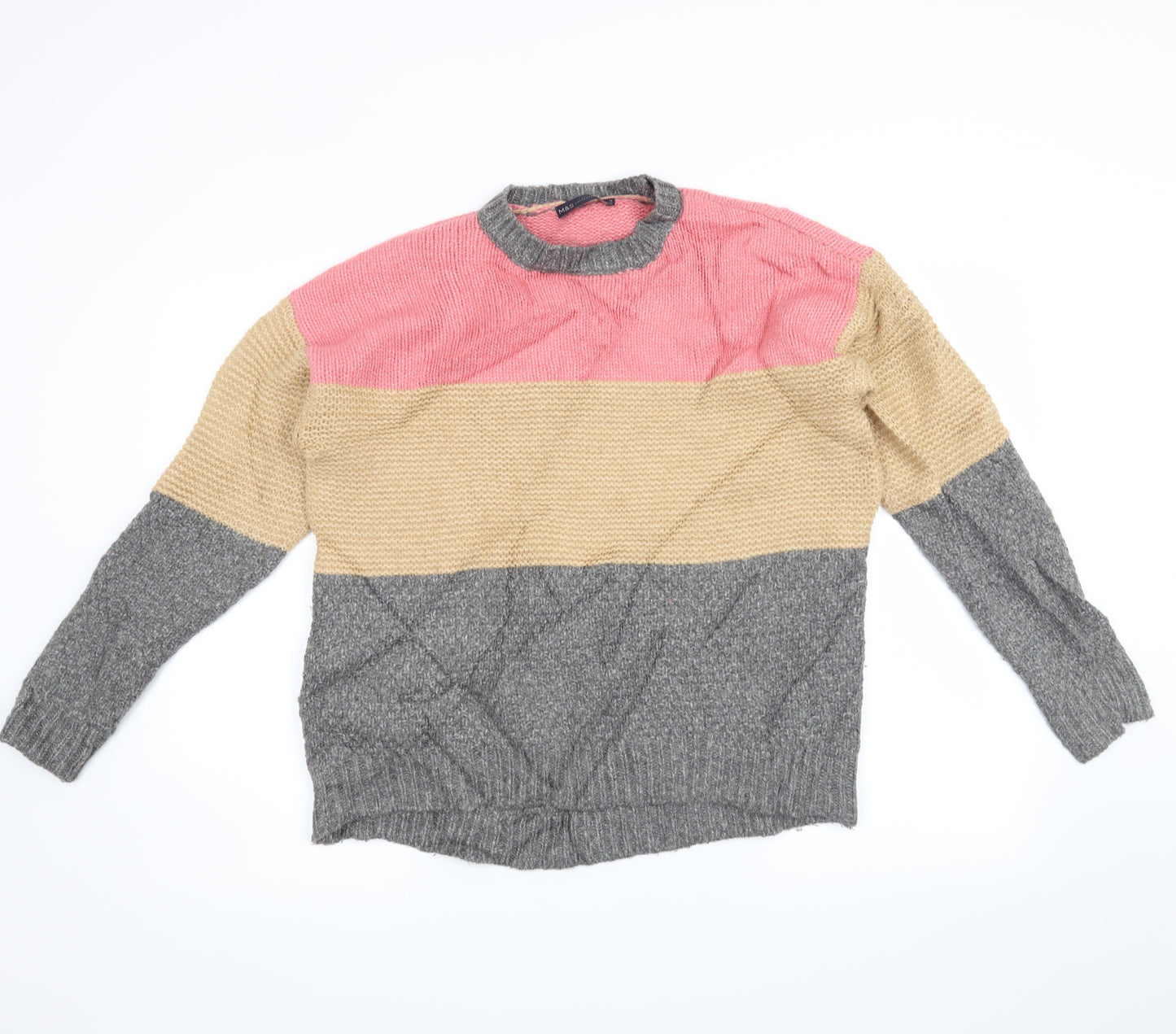 Marks and Spencer Womens Grey Striped  Pullover Jumper Size M