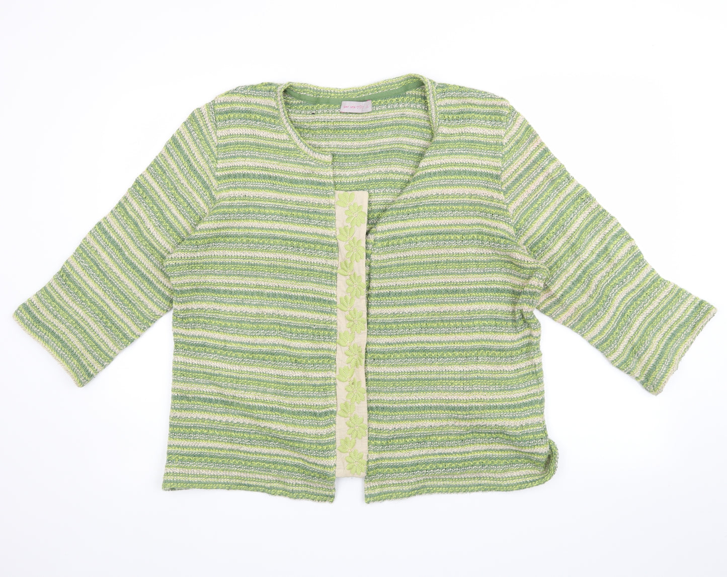 Per Una Womens Green Striped  Cardigan Jumper Size XL