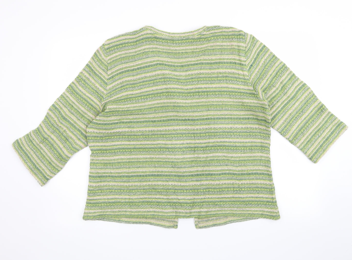 Per Una Womens Green Striped  Cardigan Jumper Size XL