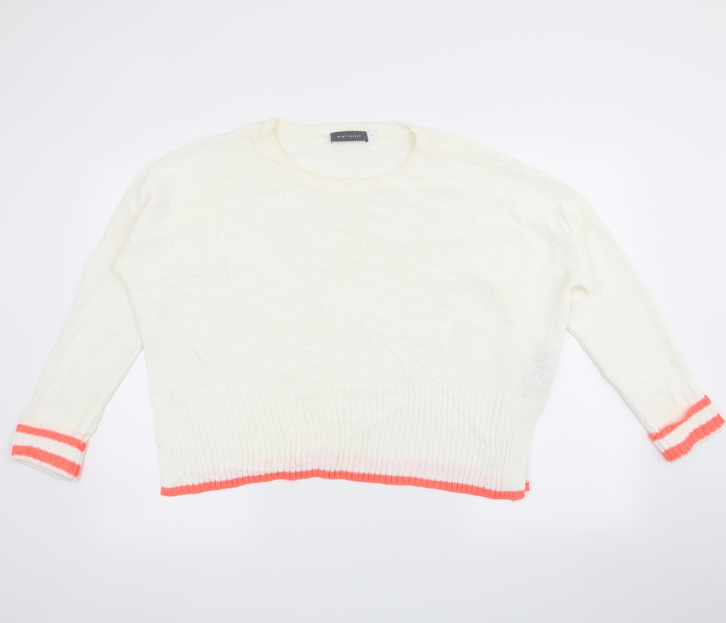 Mint Velvet Womens White   Pullover Jumper Size 14  - stripes on sleeve