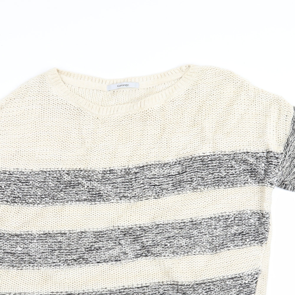 George Womens Ivory Striped  Pullover Jumper Size 10