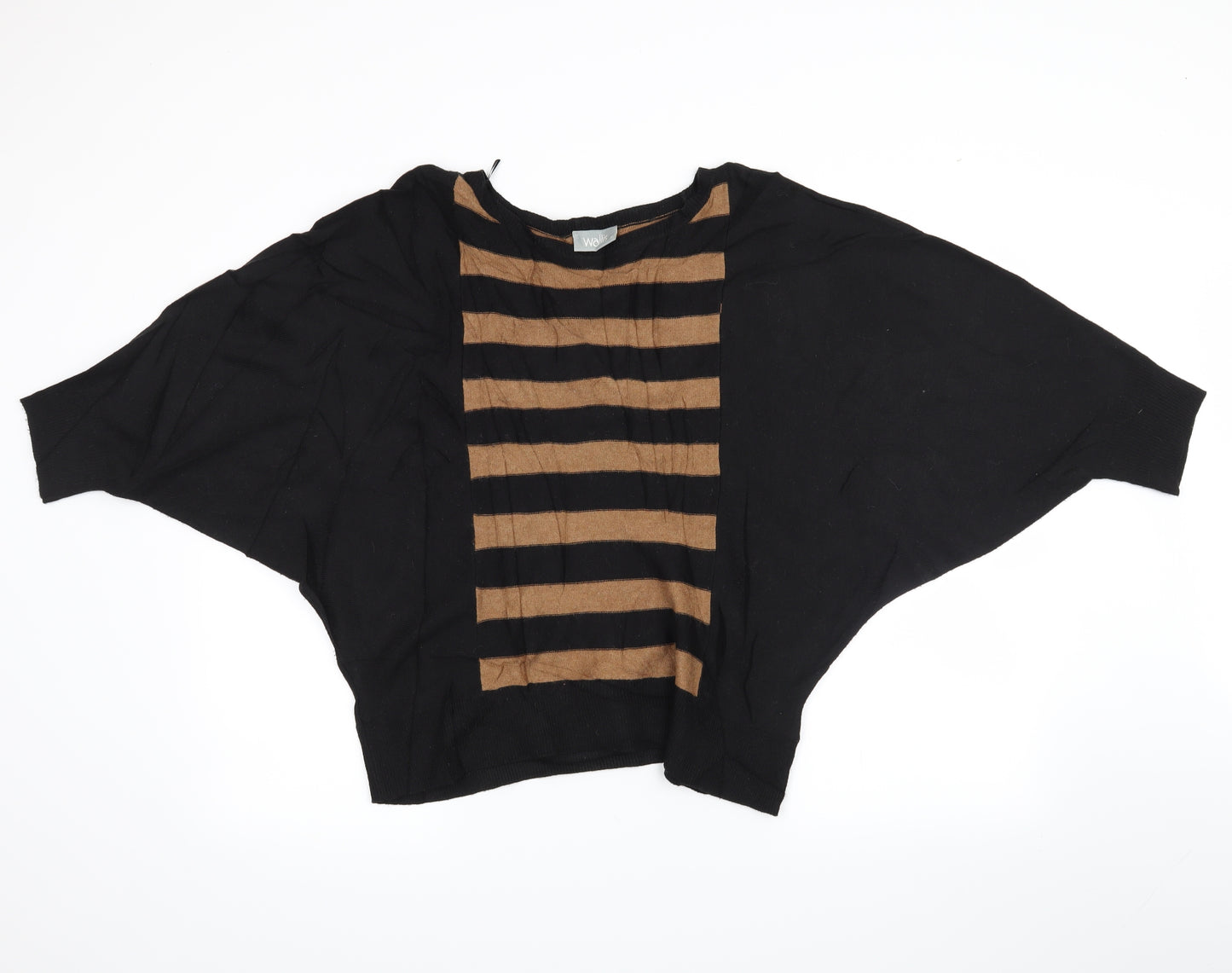 Wallis Womens Brown Striped  Wrap Jumper Size M  - poncho jumper