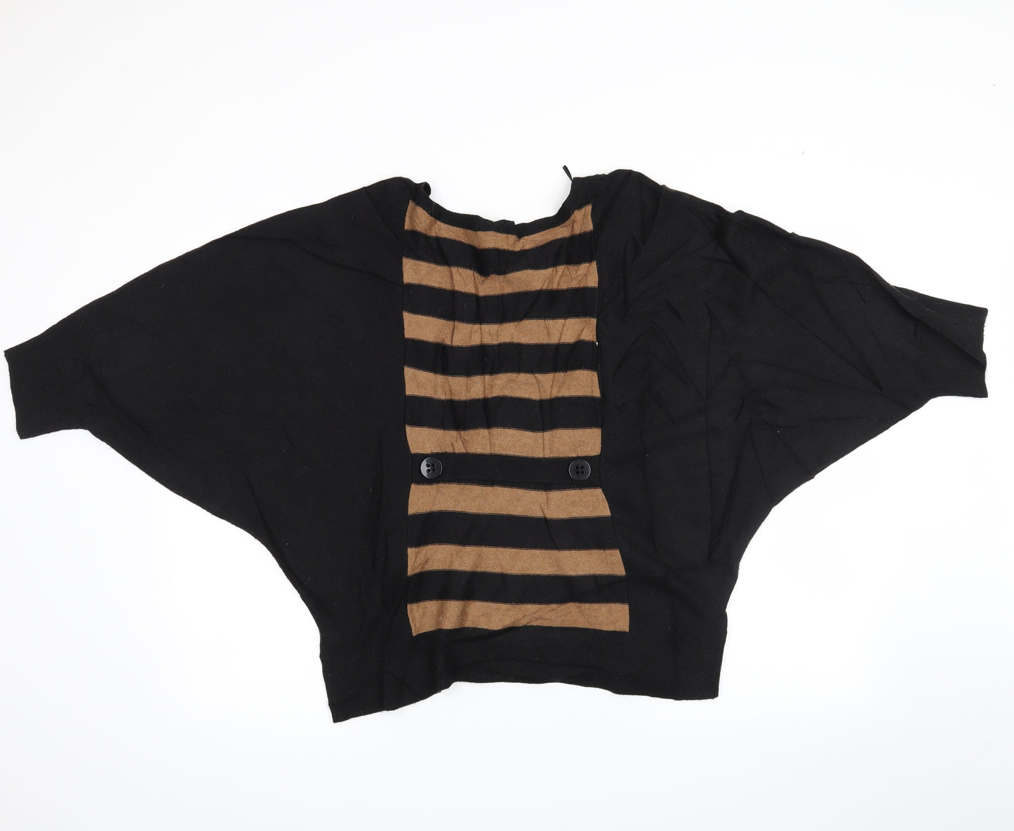 Wallis Womens Brown Striped  Wrap Jumper Size M  - poncho jumper