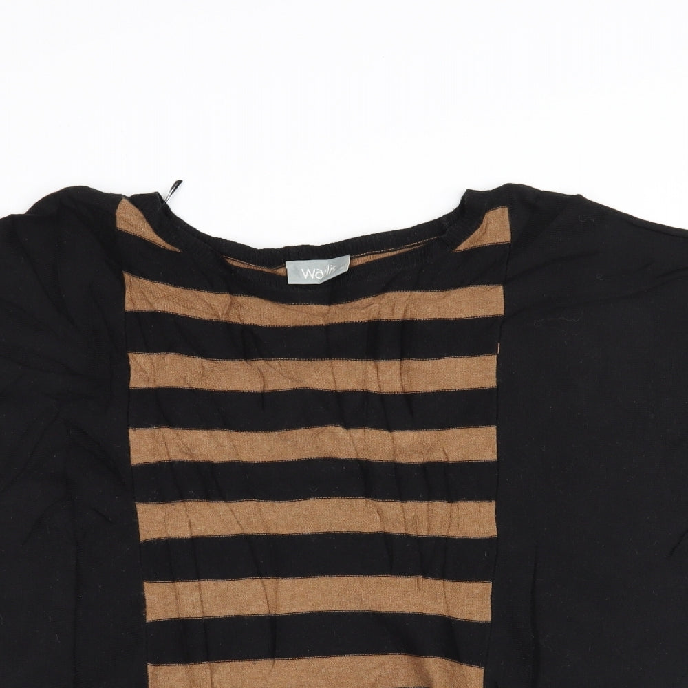 Wallis Womens Brown Striped  Wrap Jumper Size M  - poncho jumper
