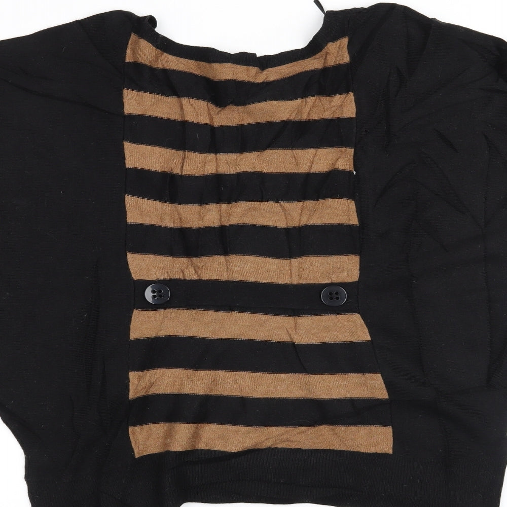 Wallis Womens Brown Striped  Wrap Jumper Size M  - poncho jumper