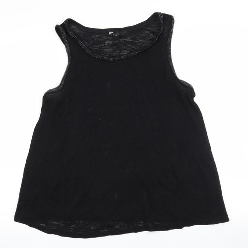 NEXT Womens Black   Basic Tank Size 14  - Beaded Collar