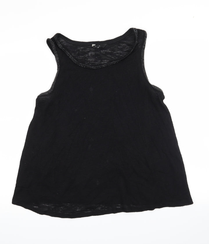 NEXT Womens Black Basic Tank Size 14 - Beaded Collar