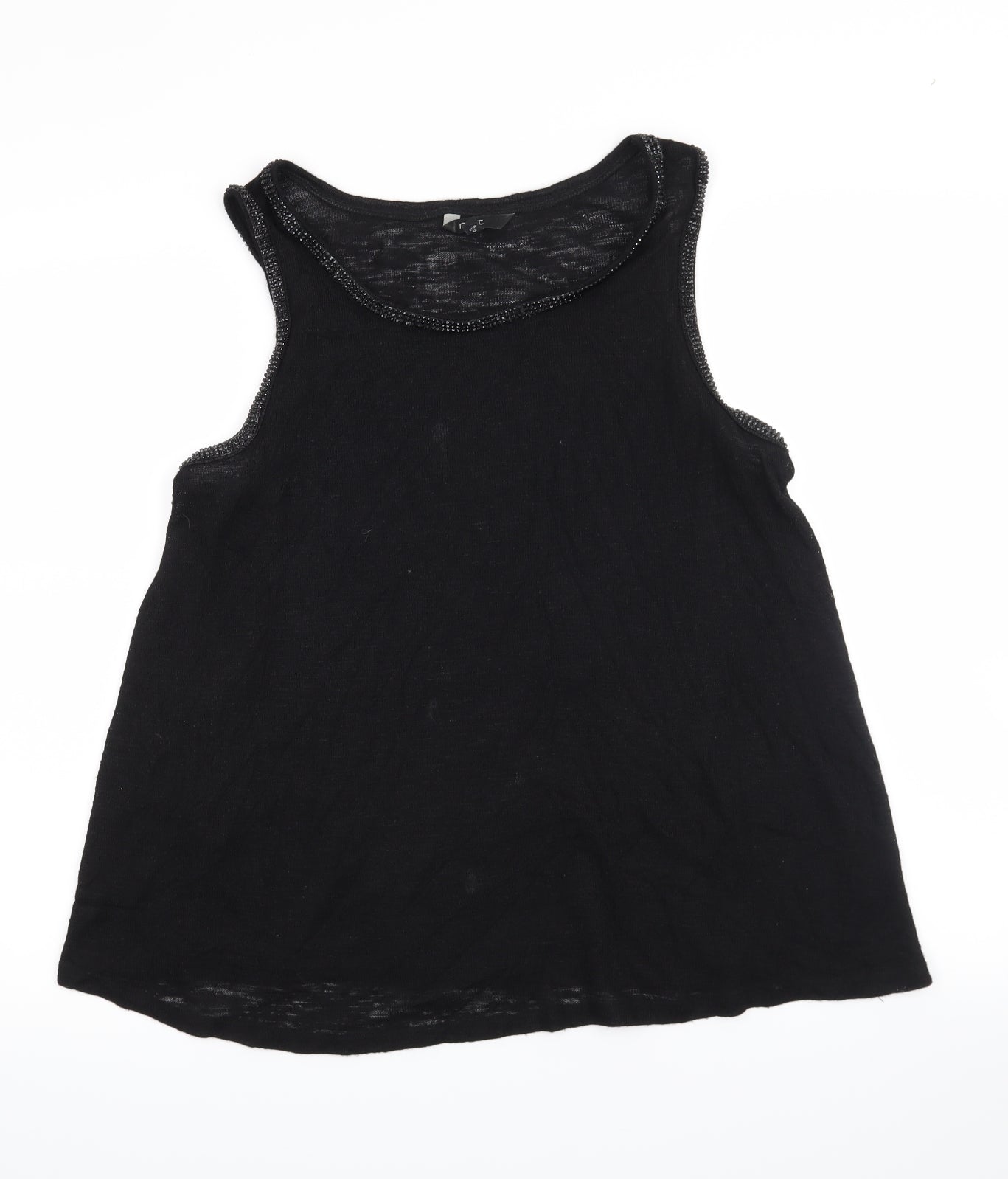 NEXT Womens Black   Basic Tank Size 14  - Beaded Collar