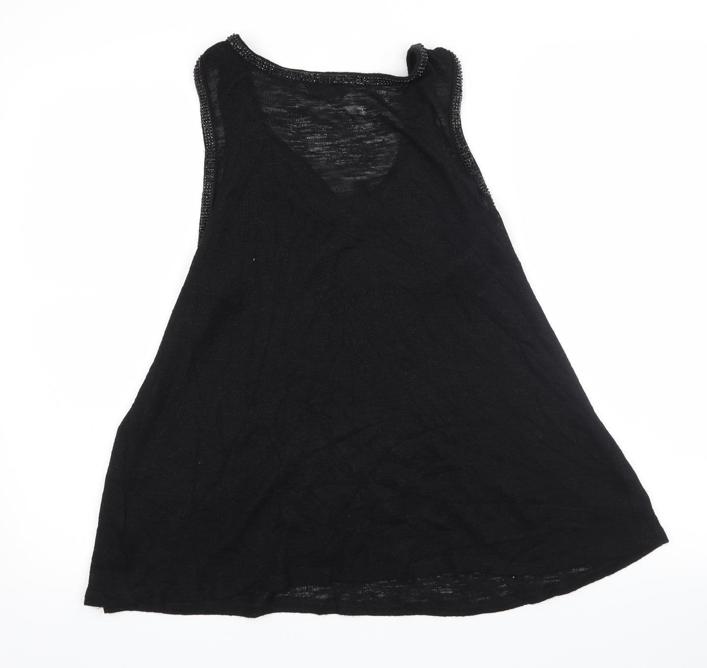 NEXT Womens Black   Basic Tank Size 14  - Beaded Collar